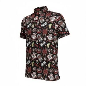 Birdie Boss Casino Print Golf High Roller Polo Shirt Mens Large Short Sleeve‎